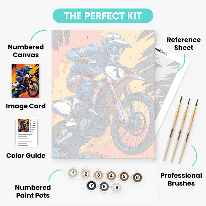 Dynamic Motocross Racer - Paint by Numbers Kit