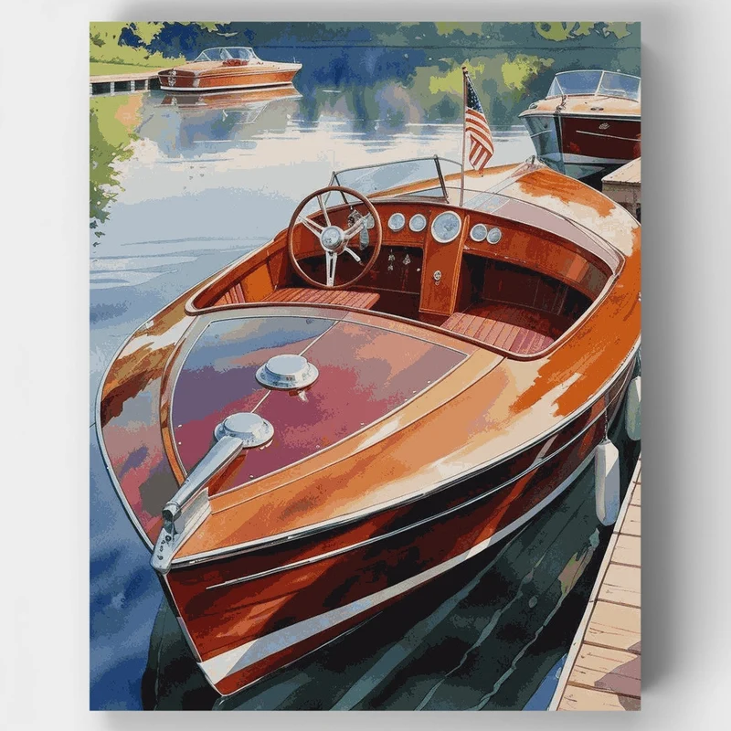 Classic Mahogany Runabout - Paint by Numbers Kit