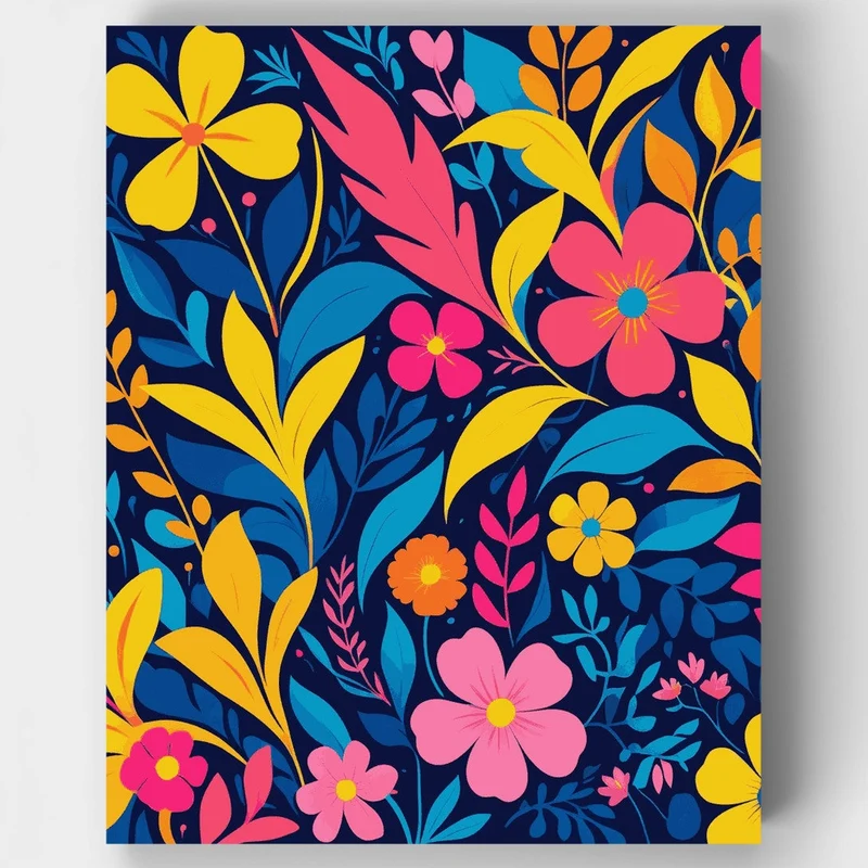 Vibrant Tropical Flowers - Paint by Numbers Kit