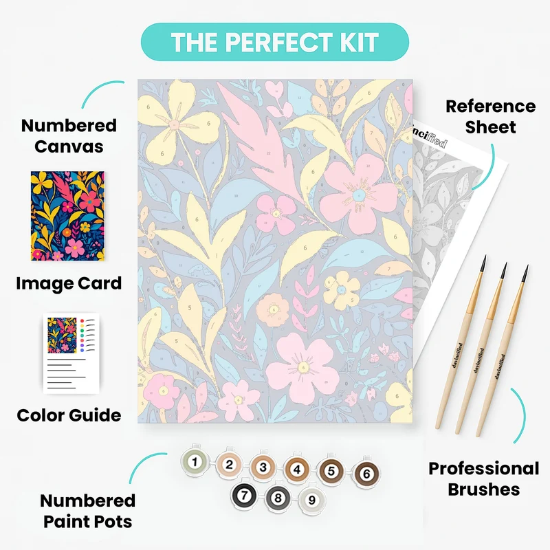Vibrant Tropical Flowers - Paint by Numbers Kit