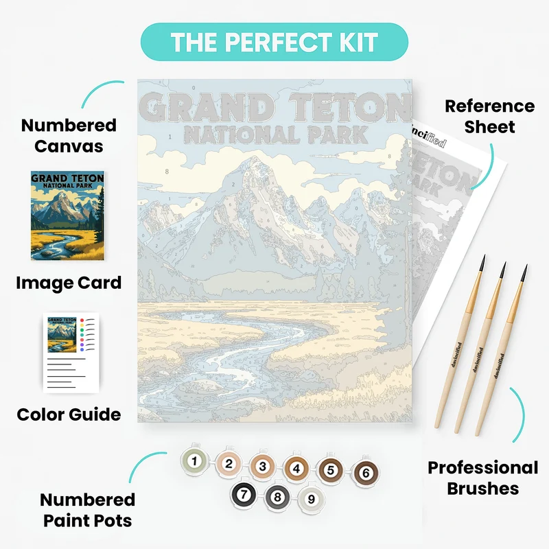 Majestic Grand Teton Wilderness - Paint by Numbers Kit