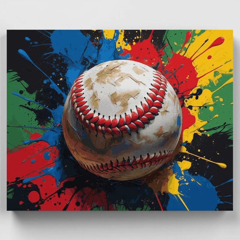 Colorful Baseball Splash - Paint by Numbers Kit