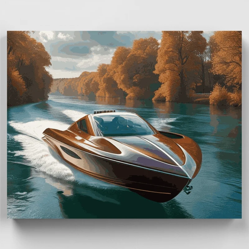 Luxury Speed Boat Autumn - Paint by Numbers Kit