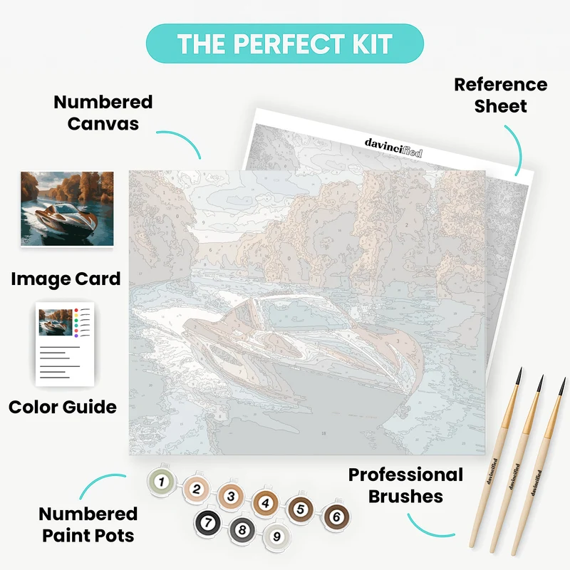 Luxury Speed Boat Autumn - Paint by Numbers Kit