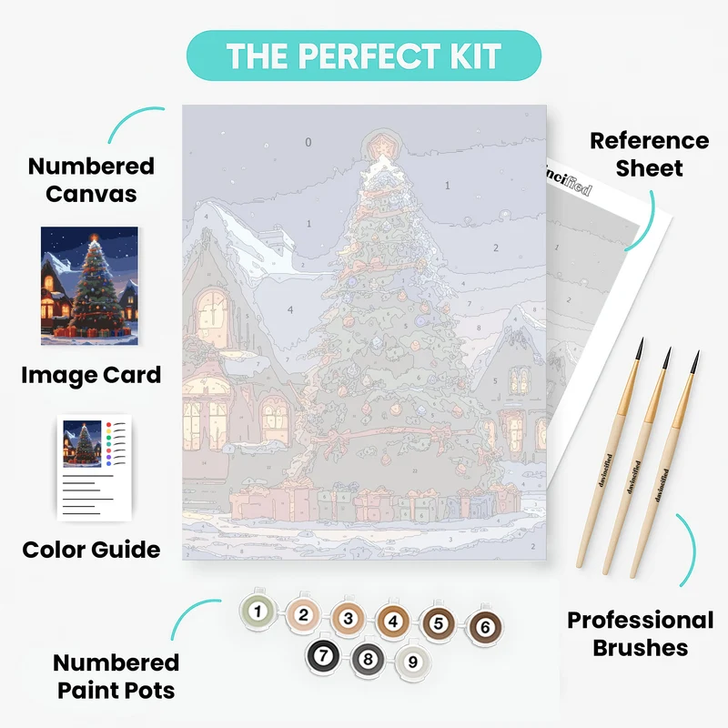 Snowy Christmas Town Square - Paint by Numbers Kit