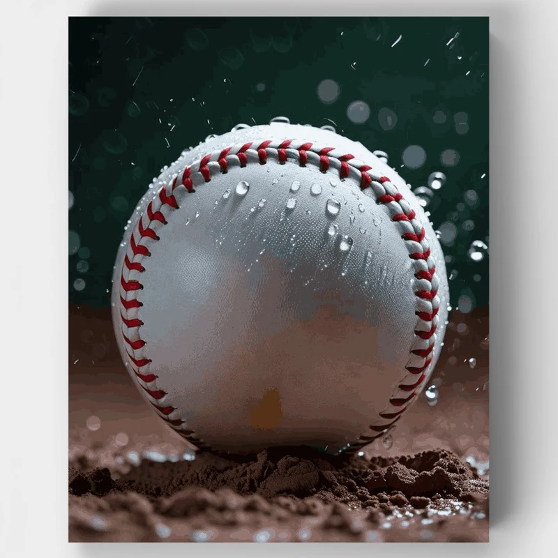 Baseball in the Rain - Paint by Numbers Kit