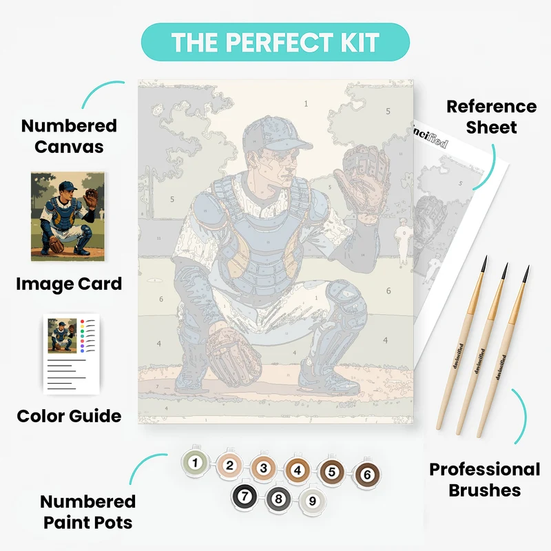 Vintage Baseball Catcher - Paint by Numbers Kit