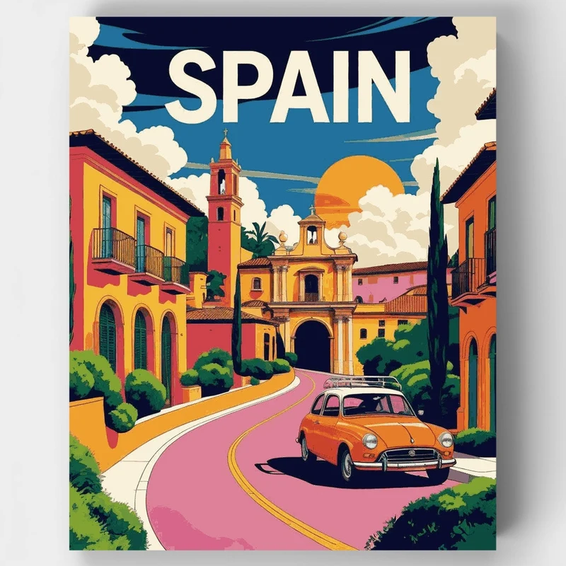 Spanish Colonial Plaza - Paint by Numbers Kit
