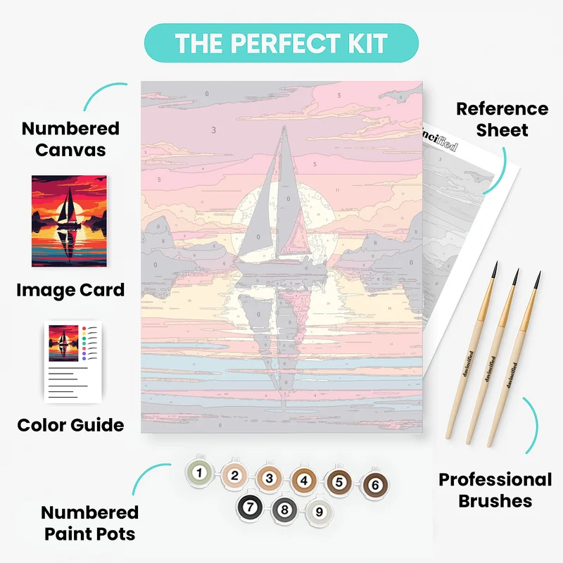 Tranquil Sailboat Sunset - Paint by Numbers Kit