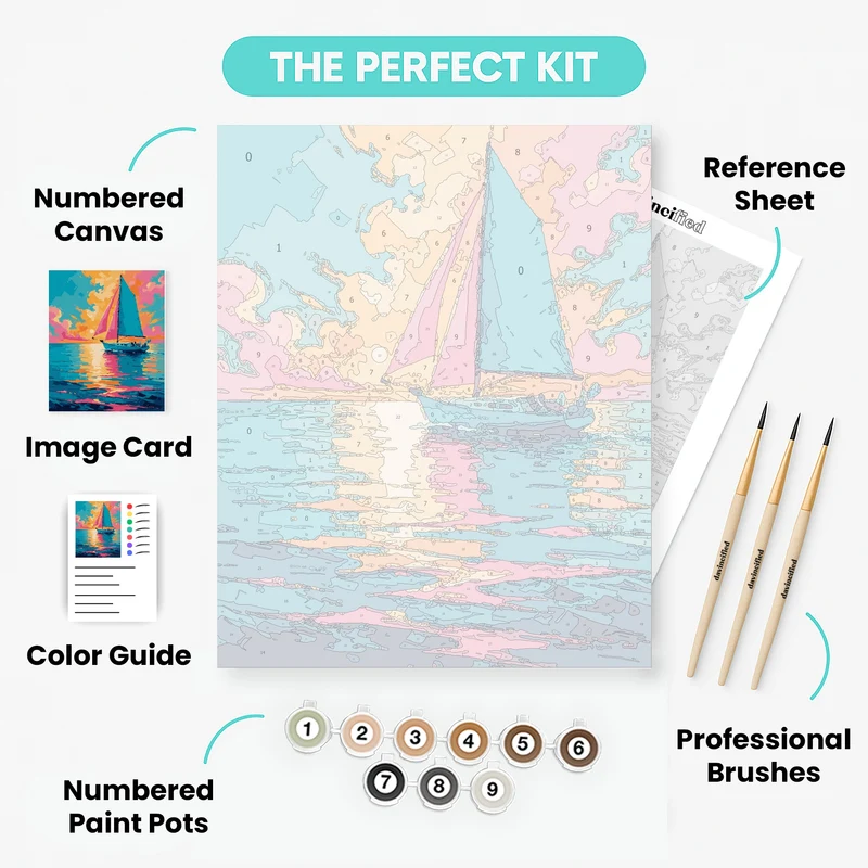 Tropical Sailboat Paradise - Paint by Numbers Kit