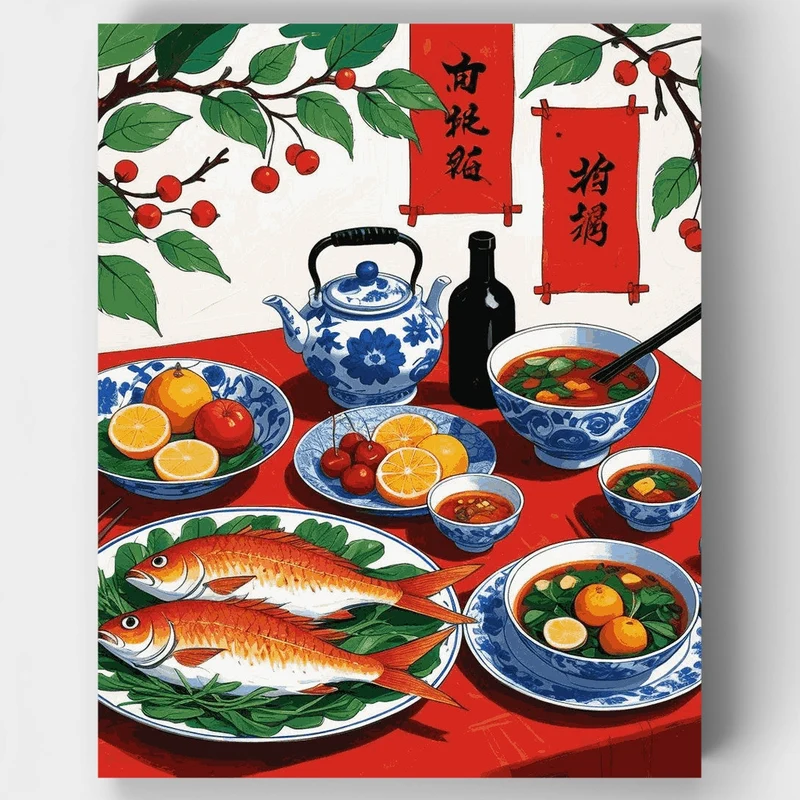 Chinese New Year Feast - Paint by Numbers Kit