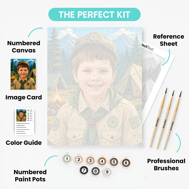 Scout Camp Adventure - Custom Paint by Numbers Kit