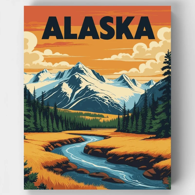 Alaskan Mountain Wilderness - Paint by Numbers Kit