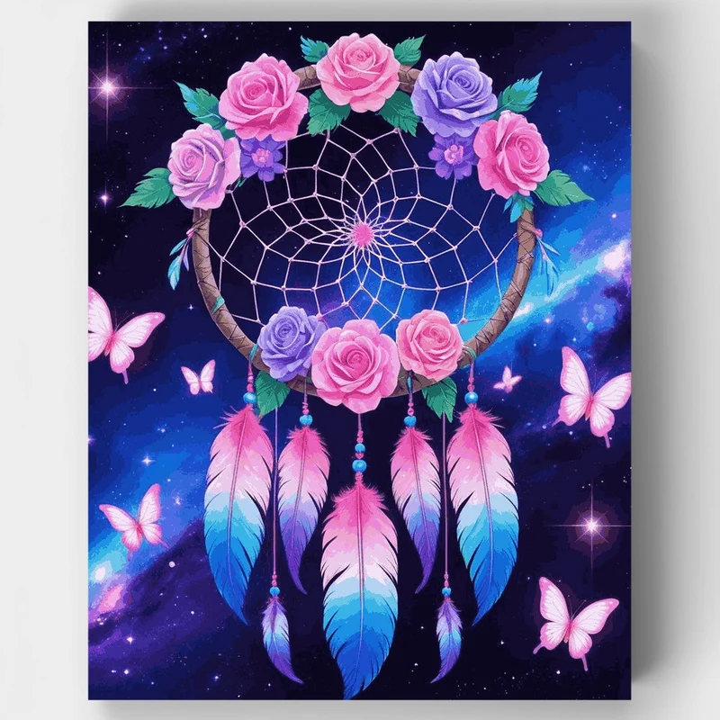 Mystical Dream Catcher with Roses - Paint by Numbers Kit