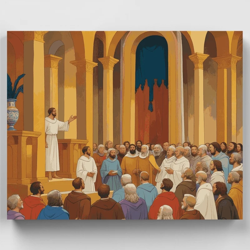 Religious Assembly in Golden Hall - Paint by Numbers Kit