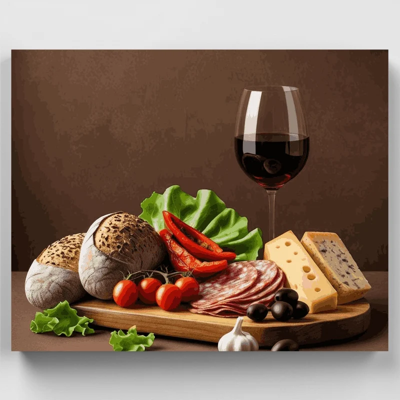 Wine and Cheese Platter - Paint by Numbers Kit