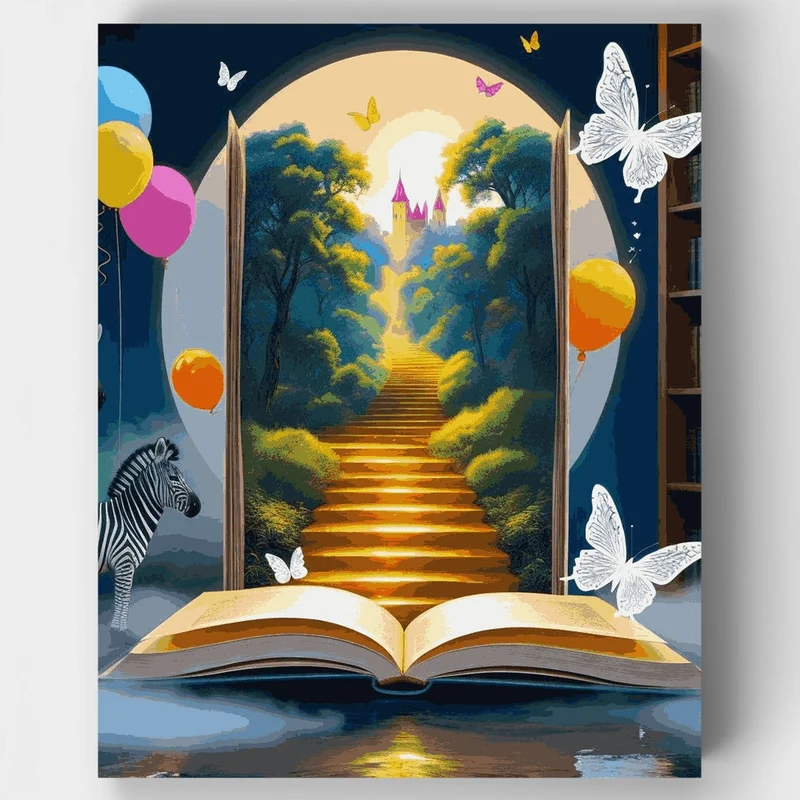 Magical Library Gateway - Paint by Numbers Kit