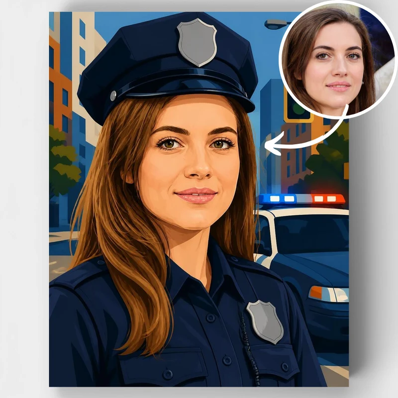 Police Officer on Duty - Custom Paint by Numbers Kit