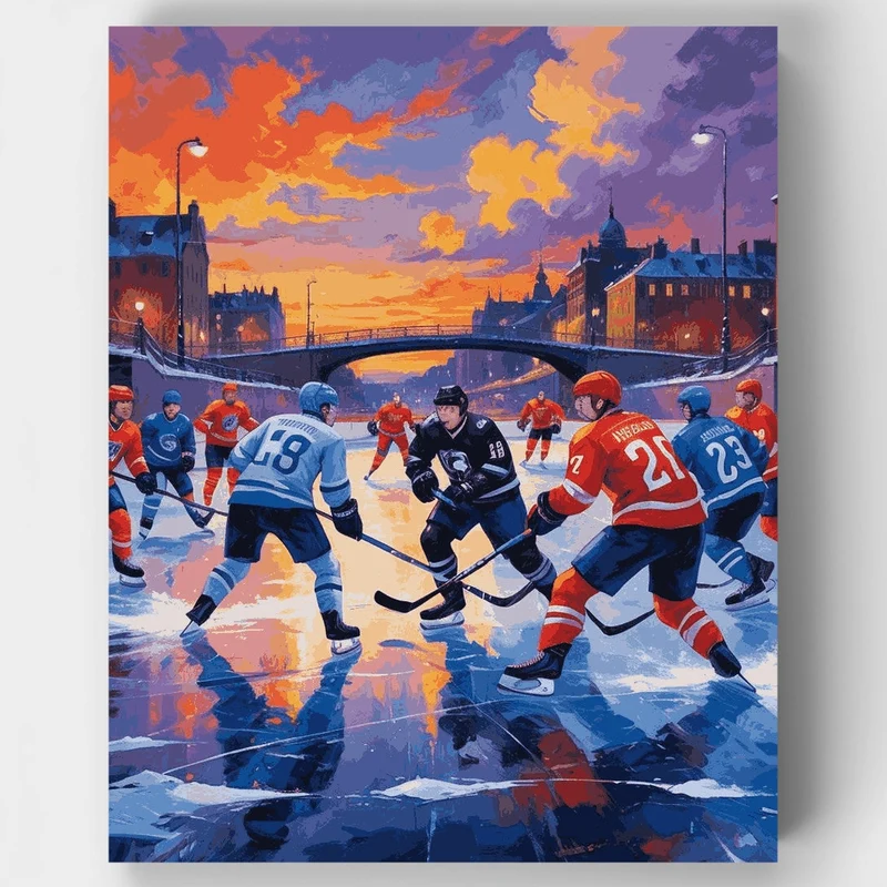 Winter Hockey Match - Paint by Numbers Kit