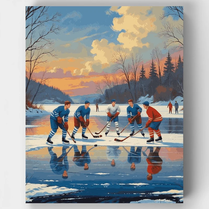 Winter Pond Hockey - Paint by Numbers Kit