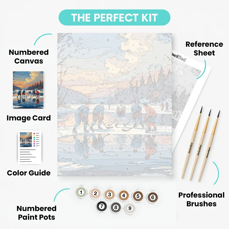 Winter Pond Hockey - Paint by Numbers Kit