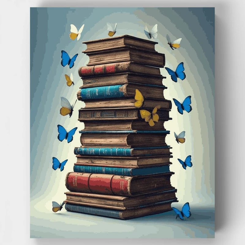 Magical Books and Butterflies - Paint by Numbers Kit