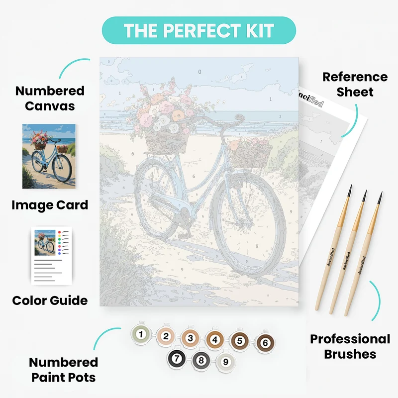 Beach Flower Bicycle - Paint by Numbers Kit