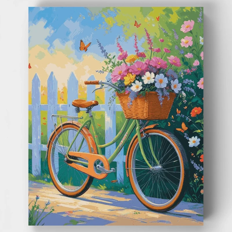 Garden Bicycle with Flowers - Paint by Numbers Kit