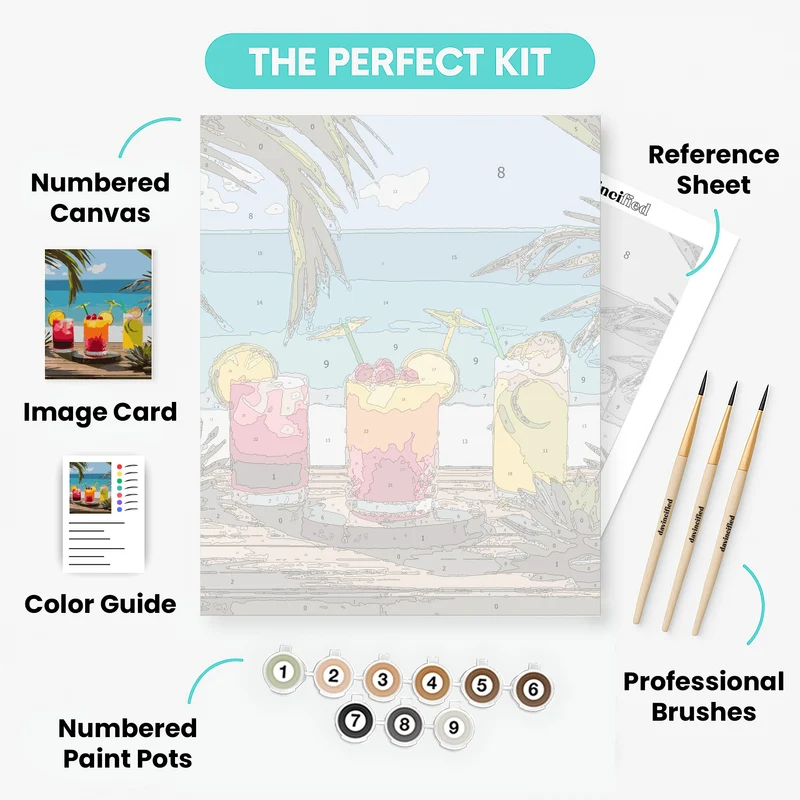 Tropical Paradise Cocktail Trio - Paint by Numbers Kit