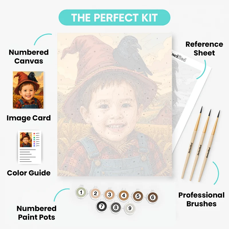 Scarecrow Friend with Raven - Custom Paint by Numbers Kit