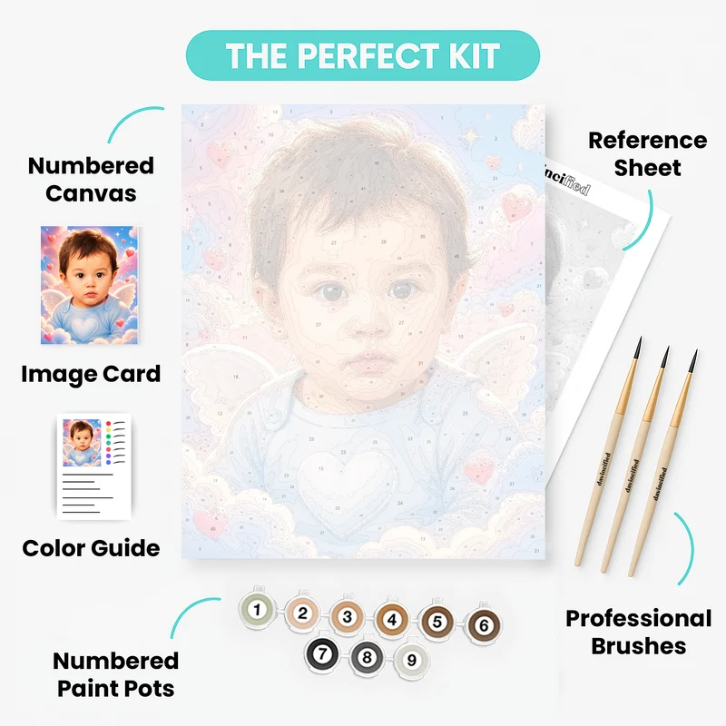 Angel Baby in Clouds - Custom Paint by Numbers Kit