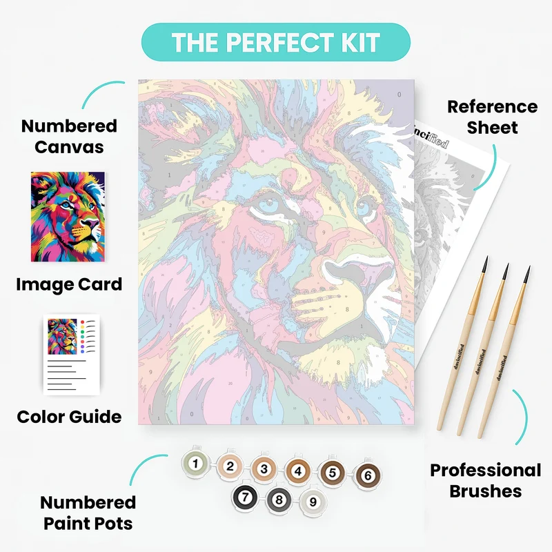 Rainbow Lion - Paint by Numbers Kit