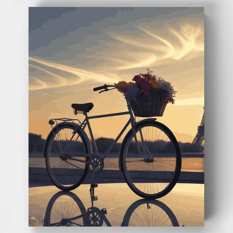Paris Bicycle Romance - Paint by Numbers Kit
