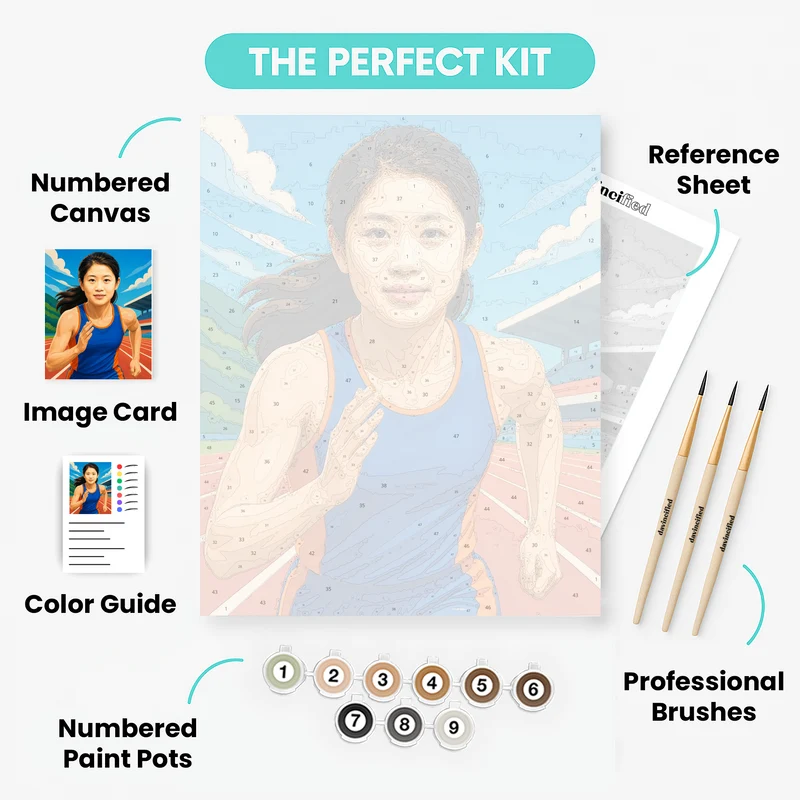 Athletic Track Runner - Custom Paint by Numbers Kit