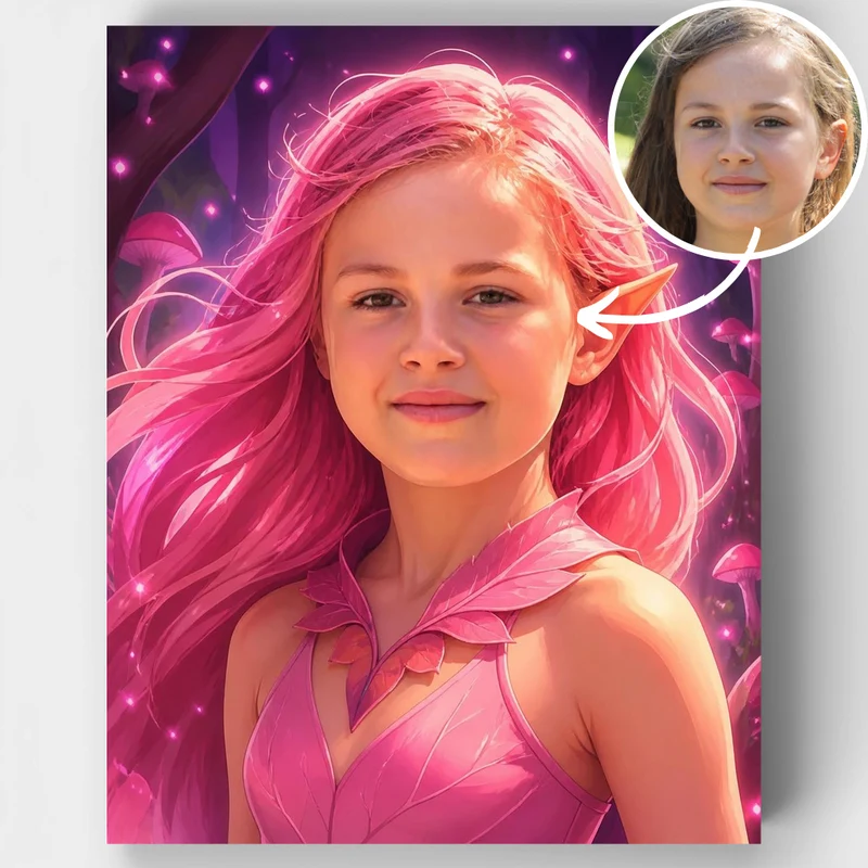 Pink-Haired Forest Sprite - Custom Paint by Numbers Kit