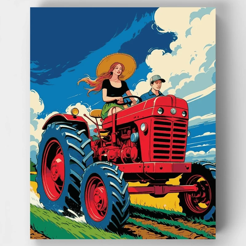 Summer Farm Tractor - Paint by Numbers Kit