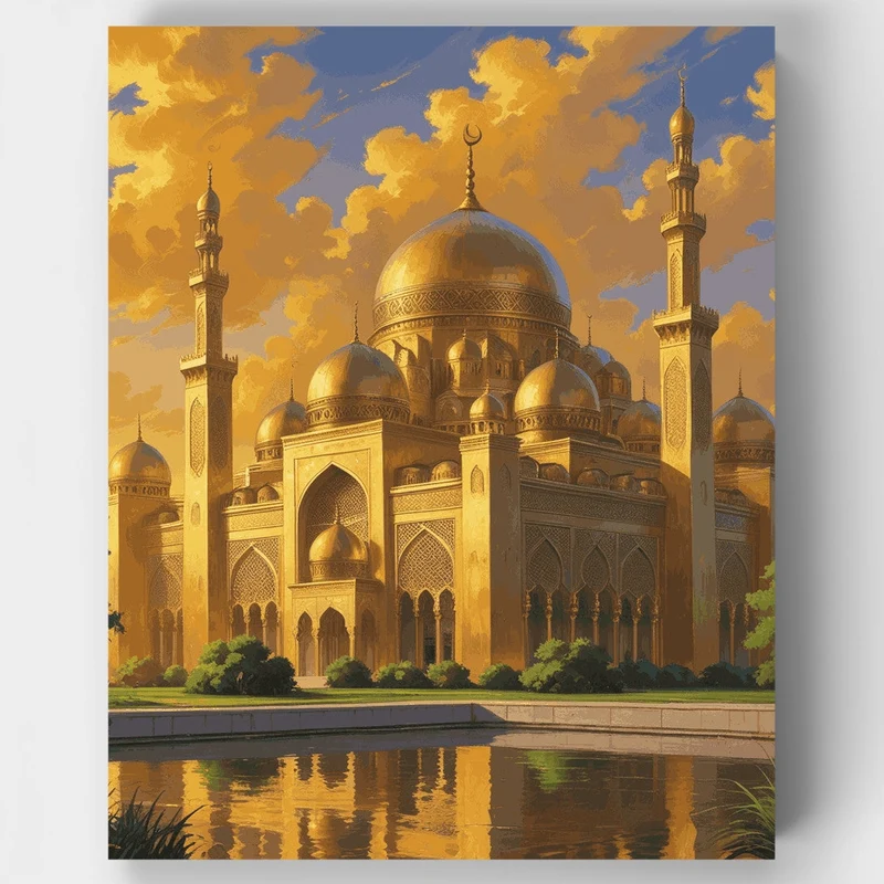 Golden Mosque at Sunset - Paint by Numbers Kit