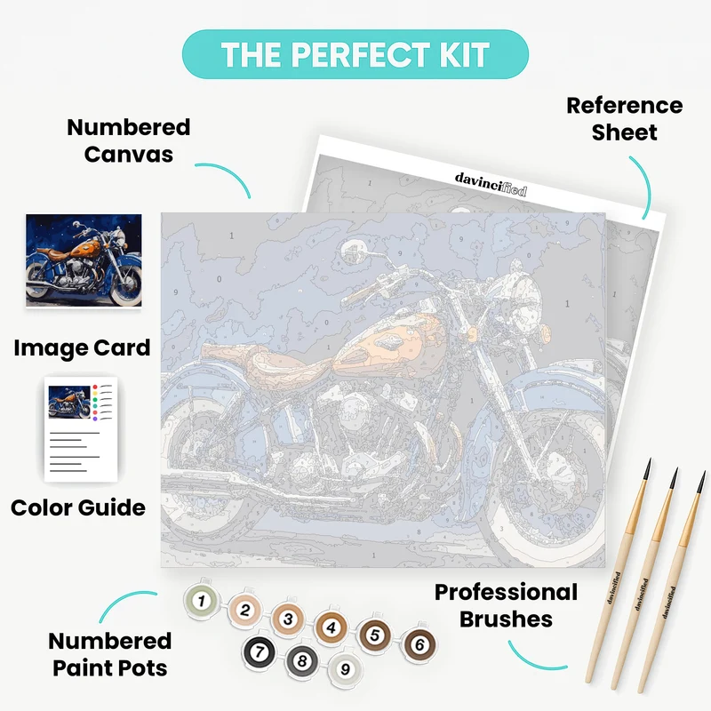 Starlit Classic Motorcycle - Paint by Numbers Kit