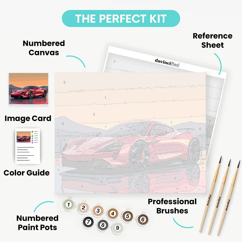 Red Supercar Reflection - Paint by Numbers Kit