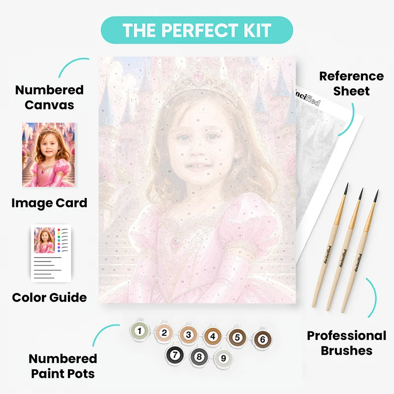Princess at Magic Castle - Custom Paint by Numbers Kit