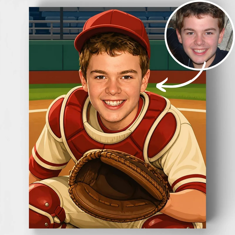 Little League Baseball Catcher - Custom Paint by Numbers Kit