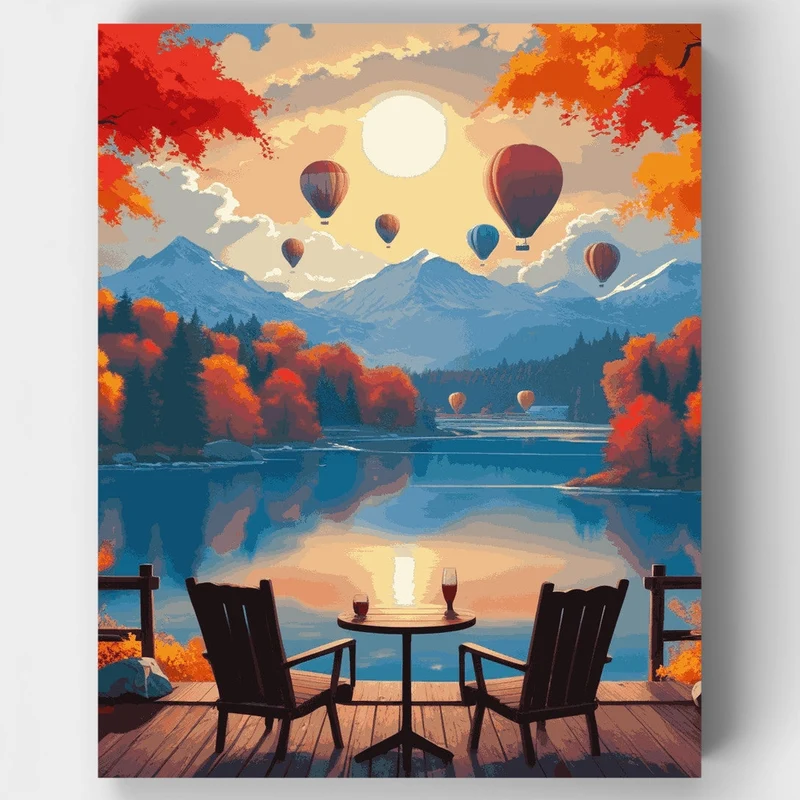Autumn Lake Serenity View - Paint by Numbers Kit