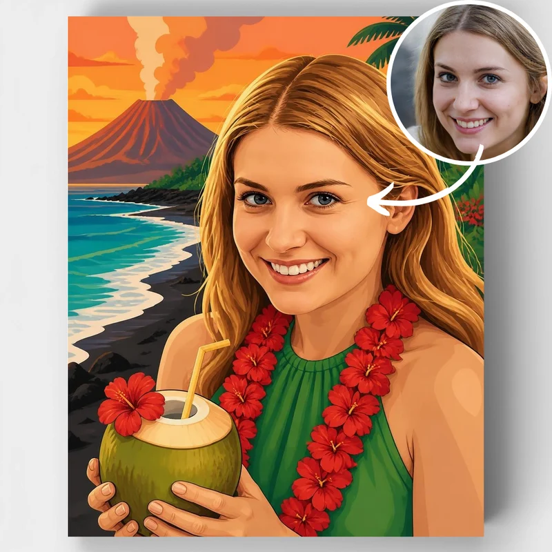 Volcanic Beach Getaway - Custom Paint by Numbers Kit