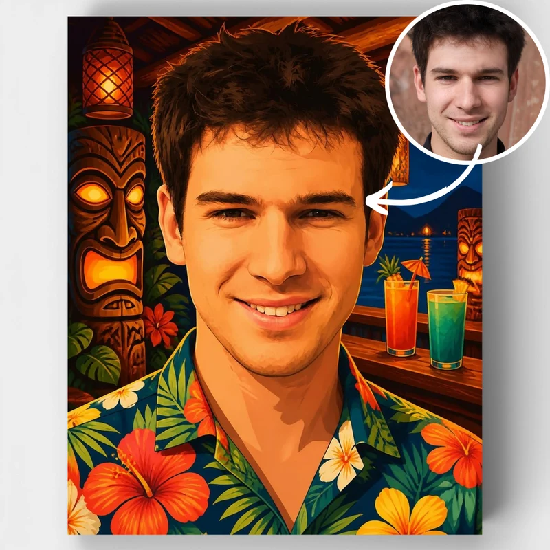 Tropical Tiki Bar - Custom Paint by Numbers Kit