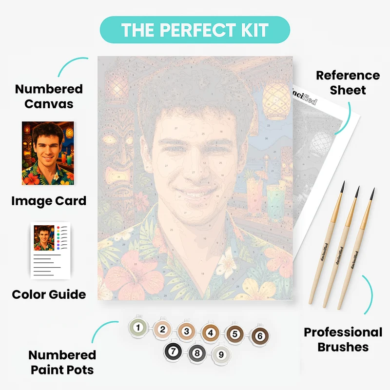 Tropical Tiki Bar - Custom Paint by Numbers Kit