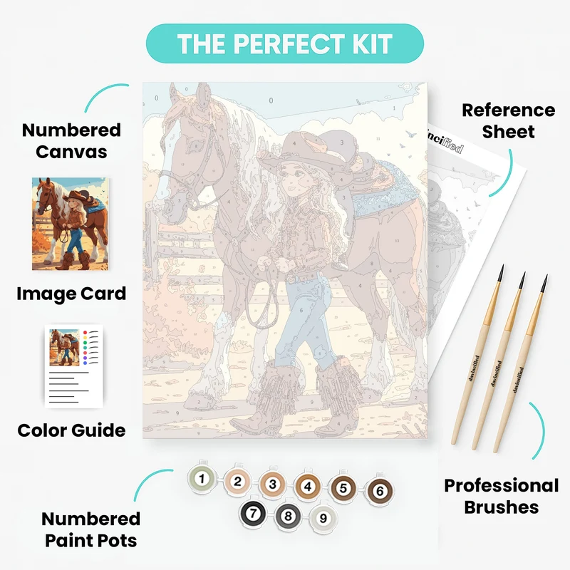 Autumn Ranch Cowgirl - Paint by Numbers Kit