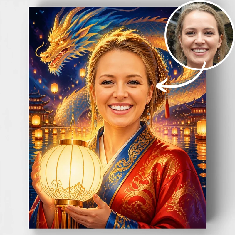 Enchanted Dragon Lantern Festival - Custom Paint by Numbers Kit