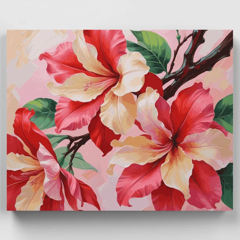 Tropical Hibiscus Blooms - Paint by Numbers Kit