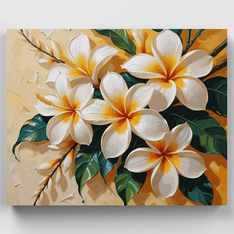 Tropical Plumeria Blossoms - Paint by Numbers Kit