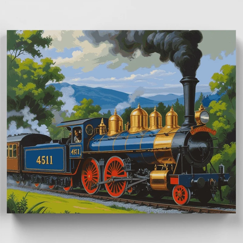 Vintage Steam Train 4511 - Paint by Numbers Kit